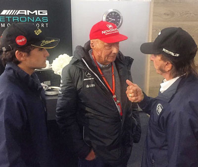 Pietro und Emerson Fittipaldi mit Niki Lauda