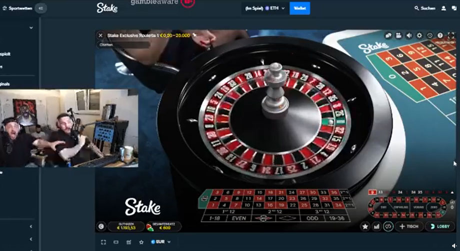 Fler spielt Roulette im Stake Casino
