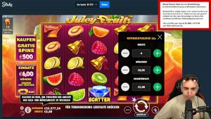 Scurrows spielt Juicy Fruit im Stake Casino