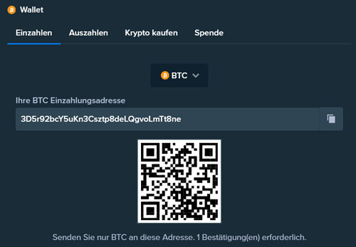 Stake BTC einzahlen