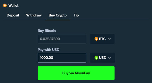 Stake Crypto Deposit via MoonPay