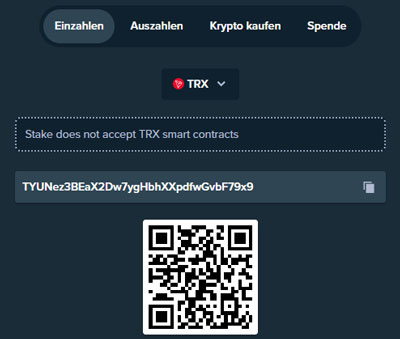 Stake TRX Einzahlungen