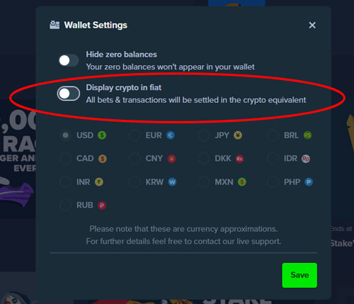 Stake Wallet Settings