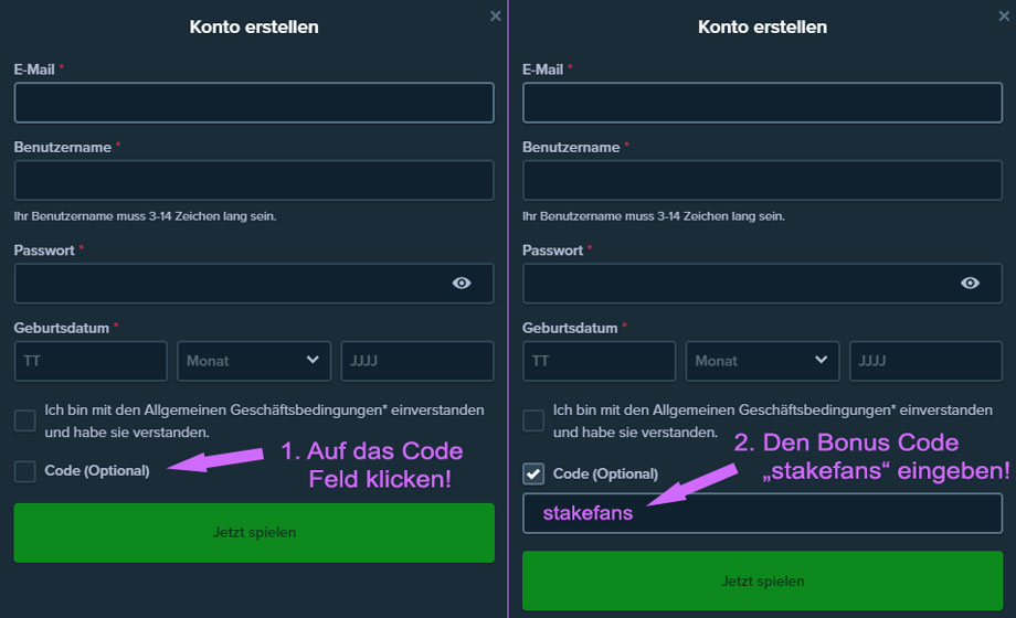 Stakefans Bonus Code Erklärung